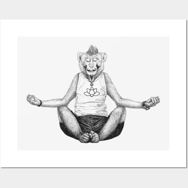 Monkey Yoga Wall Art by ronnkools